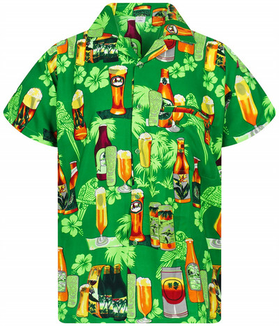 Hawaii ing 3d nyomtatású sör Rövid ujjú kubai ing Beach Wear póló Top Party Vintage Stílus Férfi Női Férfi Ruházat