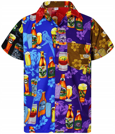 Hawaii ing 3d nyomtatású sör Rövid ujjú kubai ing Beach Wear póló Top Party Vintage Stílus Férfi Női Férfi Ruházat