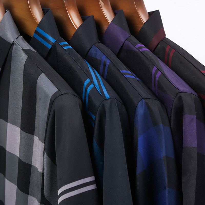 2022-es új kockás ing férfi kiváló minőségű selyem nyári rövid ujjú alkalmi ingek férfi karcsú szabású Camisa Masculina Drop Shipping C748