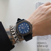 Модерен квадратен мъжки часовник с силиконова каишка