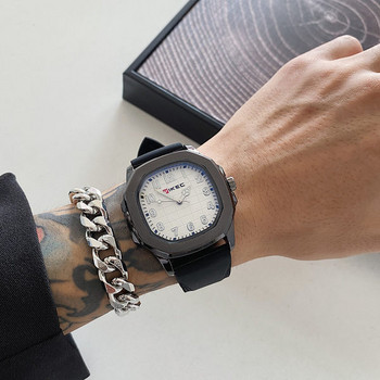 Модерен квадратен мъжки часовник с силиконова каишка