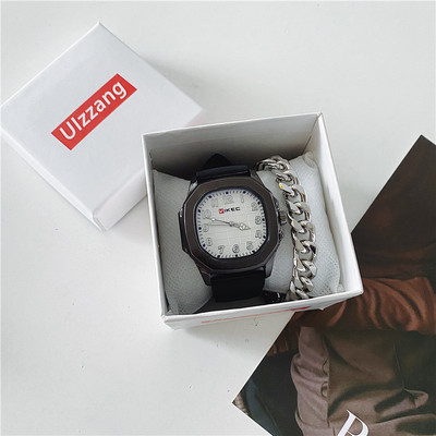 Модерен квадратен мъжки часовник с силиконова каишка