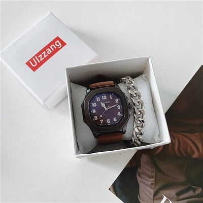 Модерен квадратен мъжки часовник с силиконова каишка