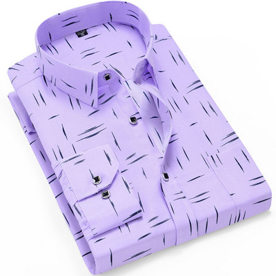 ÚJ Férfi Divat Alkalmi hosszú ujjú nyomtatott ing Slim Fit Férfi Social Business Ruha Ing Márka Férfi Ruházat Puha Kényelmes