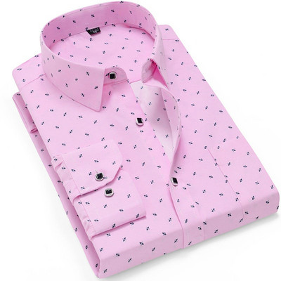 ÚJ Férfi Divat Alkalmi hosszú ujjú nyomtatott ing Slim Fit Férfi Social Business Ruha Ing Márka Férfi Ruházat Puha Kényelmes