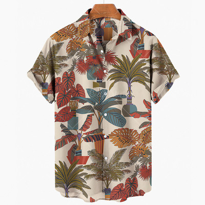 2022 m. vasaros havajietiški marškinėliai 3D marškinėliai Retro marškinėliai kokoso medžio raštu trumpomis rankovėmis vyras Camisa Vacation Casua Man marškinėliai Beach