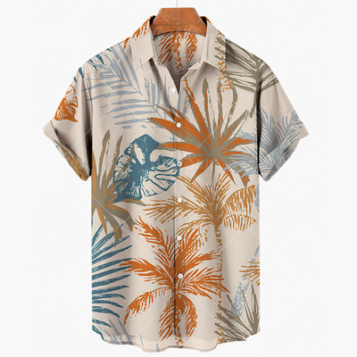 2022 m. vasaros havajietiški marškinėliai 3D marškinėliai Retro marškinėliai kokoso medžio raštu trumpomis rankovėmis vyras Camisa Vacation Casua Man marškinėliai Beach