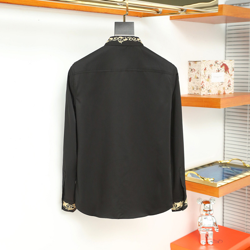 Hímzett üzleti temperamentum ing Férfi, hosszú ujjú, alkalmi, teljesen passzoló alsó ing Divatos, jóképű, nagy méretű kabátfelső