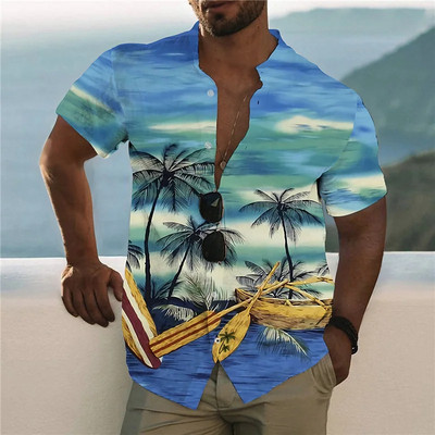 Nyári hawaii trópusi ing férfiaknak 3d nyomott férfi kókuszfa ing túlméretezett felsők póló férfi strandblúz 5xl Camisa