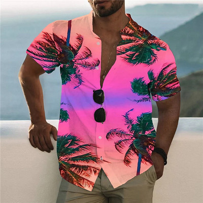 Nyári hawaii trópusi ing férfiaknak 3d nyomott férfi kókuszfa ing túlméretezett felsők póló férfi strandblúz 5xl Camisa