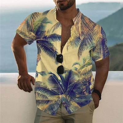 Nyári hawaii trópusi ing férfiaknak 3d nyomott férfi kókuszfa ing túlméretezett felsők póló férfi strandblúz 5xl Camisa