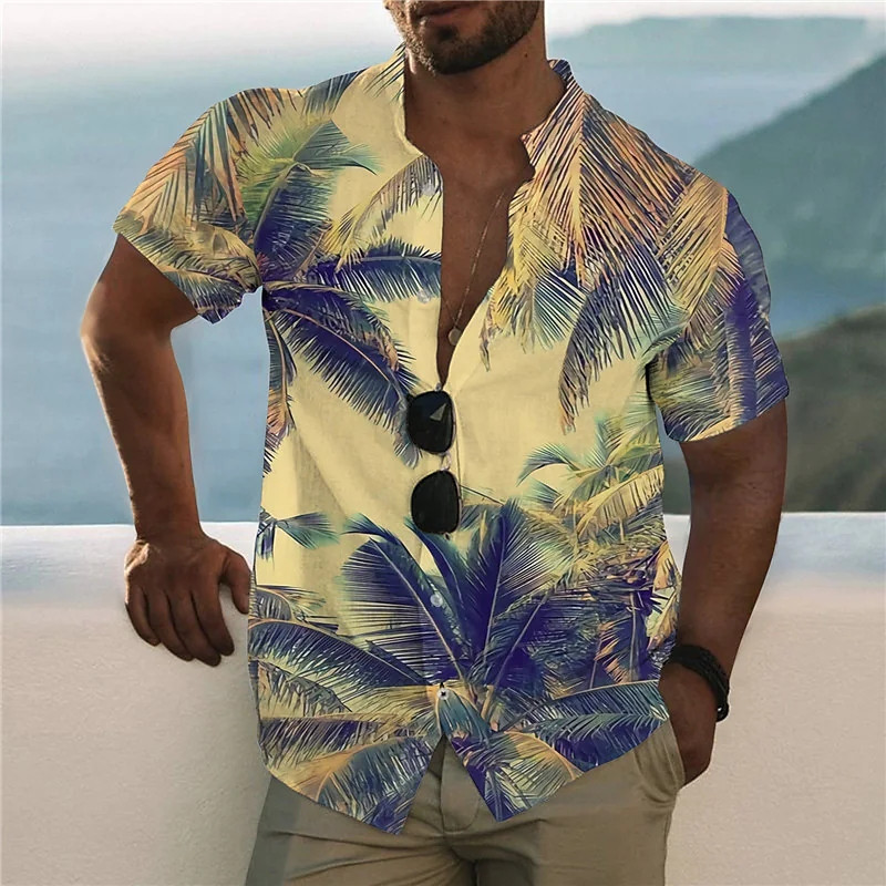 Nyári hawaii trópusi ing férfiaknak 3d nyomott férfi kókuszfa ing túlméretezett felsők póló férfi strandblúz 5xl Camisa