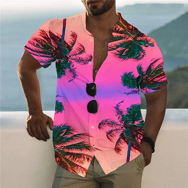 Nyári hawaii trópusi ing férfiaknak 3d nyomott férfi kókuszfa ing túlméretezett felsők póló férfi strandblúz 5xl Camisa