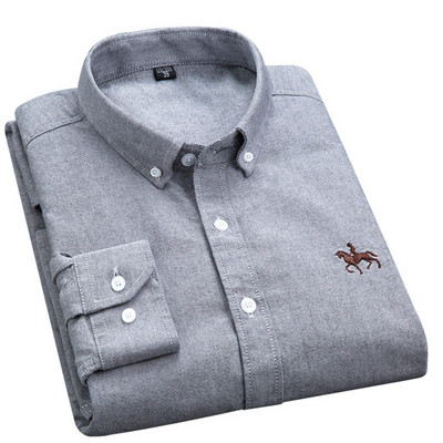 Cămașă cu mânecă lungă pentru bărbați, 100% bumbac pur Oxford, cămașă în carouri cu dungi Topuri Cămașă casual slim fit, haine coreene pentru bărbați, îmbrăcăminte de stradă