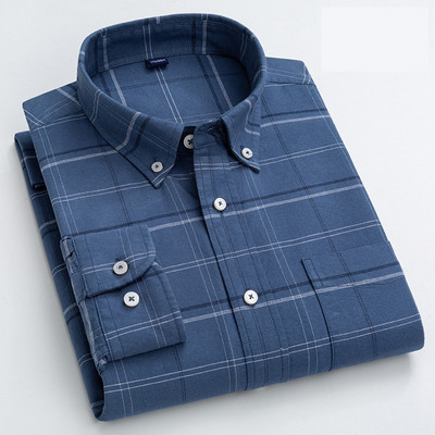 Vyriški marškiniai ilgomis rankovėmis 100 % grynos medvilnės Oksfordo languoti dryžuoti marškiniai Laisvalaikio ploni marškinėliai Vyriški korėjietiški drabužiai Gatvės apranga