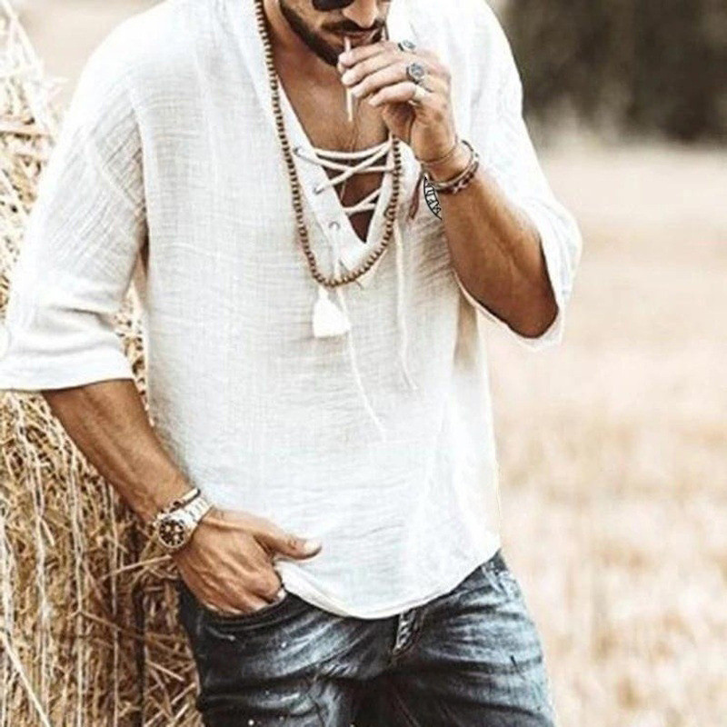 Vasaras linu krekli vīriešiem T-krekli Chemise Homme Camisas De Hombre Camisa Masculina Blūzes Ropa Hombre Vīriešu apģērbi Vintage