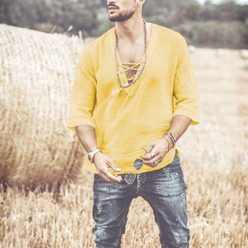 Vasaras linu krekli vīriešiem T-krekli Chemise Homme Camisas De Hombre Camisa Masculina Blūzes Ropa Hombre Vīriešu apģērbi Vintage