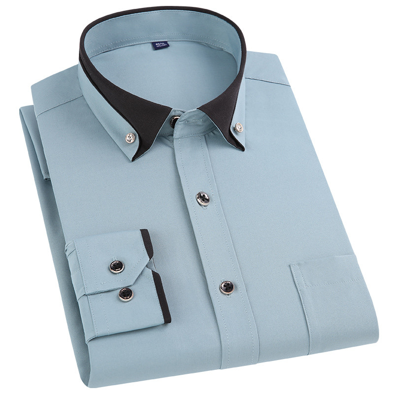 2021 m. Nauji vyriški marškiniai su deimantine sagutėmis, įprastos formos apykaklė, ilgomis rankovėmis, minkšta, šiek tiek elastinga, be geležies vestuvinė audinys DA516