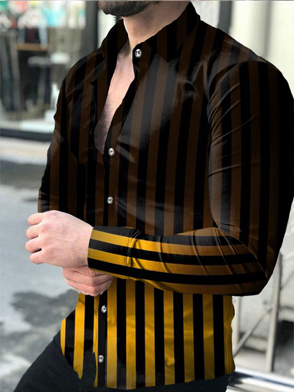 Cămăși de lux pentru bărbați Cămașă cu un singur piept Casual negru-verde cu imprimeu degradat Topuri cu mânecă lungă Îmbrăcăminte pentru bărbați Cardigan Hawaii