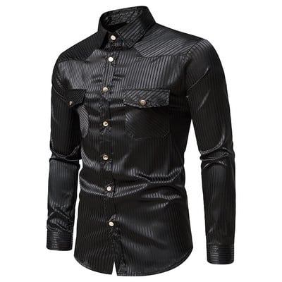 Verslo vyriški marškiniai dryžuoti ilgomis rankovėmis Prabangūs marškinėliai 2022 m. mados prekės ženklo Vyriški All Match Slim Fit marškinėliai Formalios aprangos palaidinė Homme