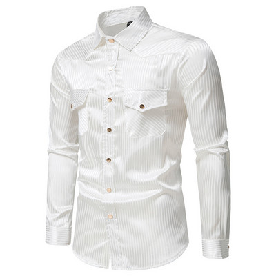 Verslo vyriški marškiniai dryžuoti ilgomis rankovėmis Prabangūs marškinėliai 2022 m. mados prekės ženklo Vyriški All Match Slim Fit marškinėliai Formalios aprangos palaidinė Homme