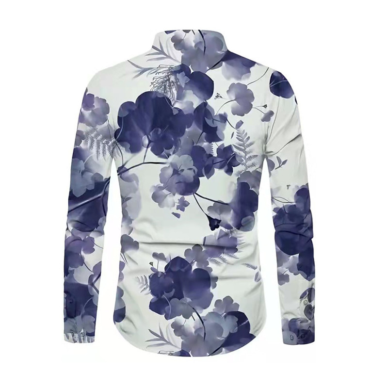 Nauji pavasario vasaros vyriški marškiniai, dažyti rašalu, viršutiniai drabužiai, laisvalaikio gatvių apranga, atverčiama apykakle, ilgomis rankovėmis marškiniai, vintažinė palaidinė