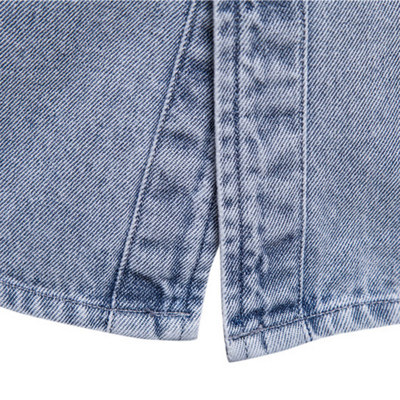 Férfi divat Egyszerű, bő, zsebbe illeszkedő farmernadrág, nem vasaló tömör hosszú ujjú ing strand koreai divat etnikai gomb virág