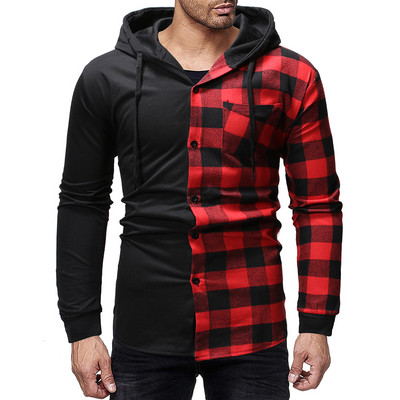 2022 m. vyriški marškiniai Rudens mados Kasdieniai languoti marškiniai ilgomis rankovėmis medvilniniai aukštos kokybės megztiniai marškiniai su gobtuvu Žiemos vyriška viršūnė