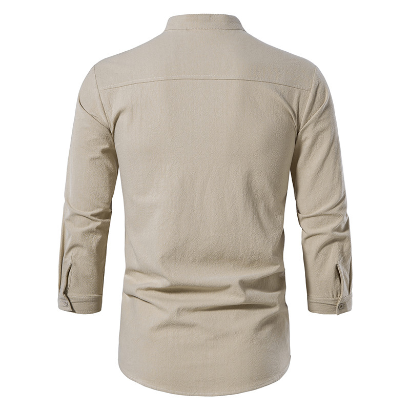 Új divatos férfi hosszú ujjú ing Légáteresztő férfi vászon Slim Fit Beltéri Outdoor Trip Partyingek