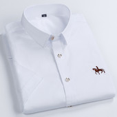 Meeste lühikeste varrukatega särgid Riietus Ühevärvilised Tikandid Chemise Homme Smart Casual Slim Fit Lühikeste varrukatega pluusisärk Uus