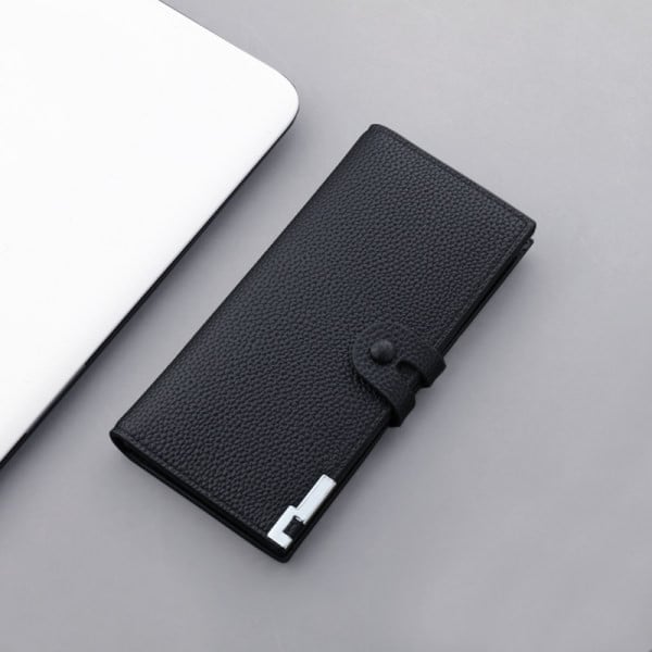 Vyriška piniginė iš eko odos su sagomis ir metaliniu elementu