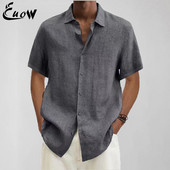 Euow Nouă îmbrăcăminte ocazională pentru bărbați Tricouri negre solide de vară Moda bărbați Topuri cu mâneci scurte Cămăși de lux pentru bărbați cu guler 5XL