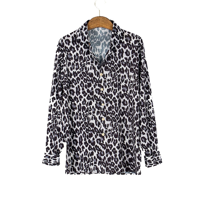 Férfi hajtóka leopárdmintás digitális nyomtatott ing Férfi leopard mintás hosszú ujjú ing férfi ing Top Tide márkájú ruházat
