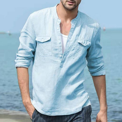 Nauji 2022 m. pavasario laisvalaikio vyriški masyvūs marškiniai ilgomis rankovėmis medvilniniai lininiai marškinėliai Vyriški madingi rudeniniai marškiniai su sagomis Senovinė gatvės apranga