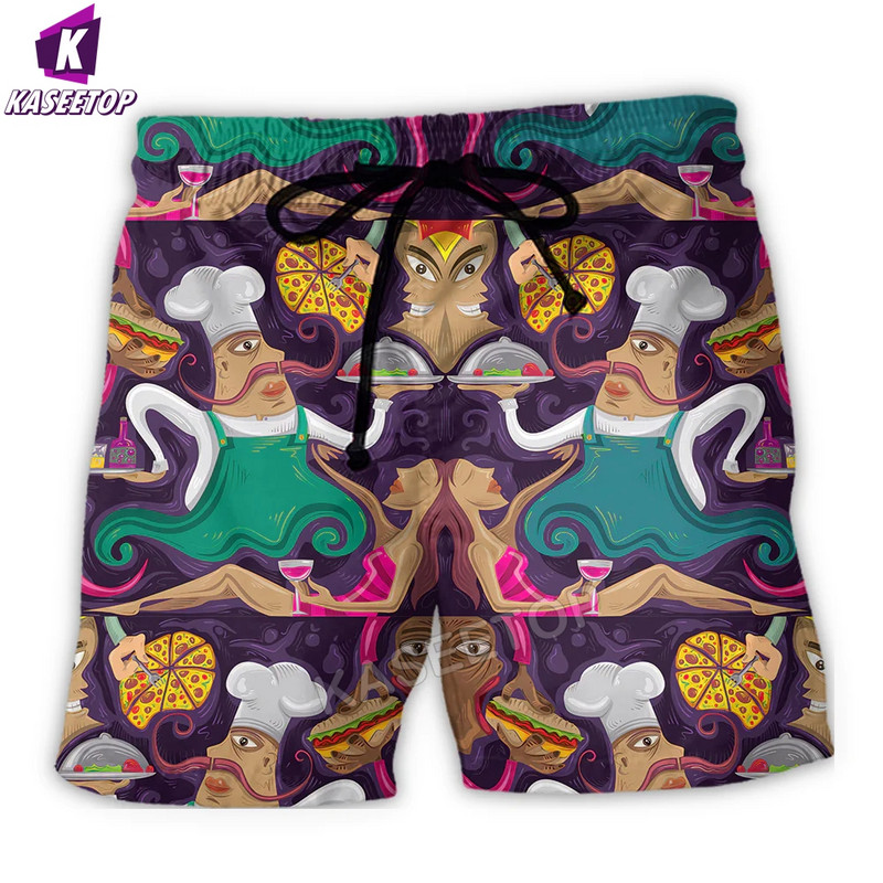 Muške košulje Food Chef Pizza 3D printane havajske košulje za muškarce Kubanski ovratnik Topovi kratkih rukava Ležerna modna odjeća Bluze