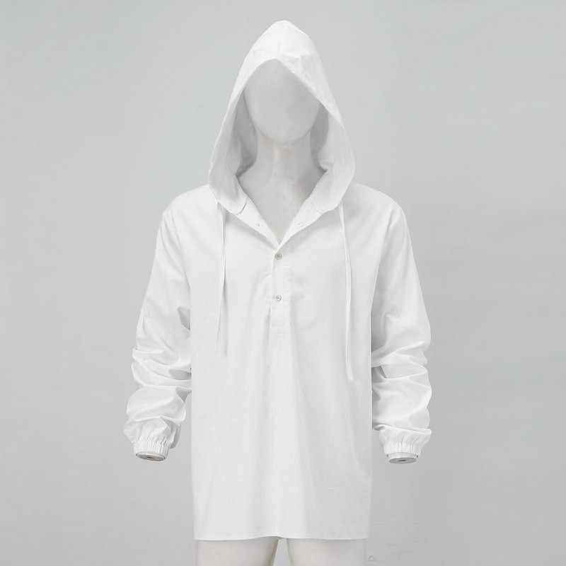 Vyriški marškiniai su gobtuvu vienspalviai rudeniniai marškinėliai ilgomis rankovėmis Kasdieniai sagos Medvilniniai Lininiai Vintažiniai vasaros paplūdimio marškiniai Camisa Masculina