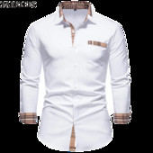 PARKLEES 2022 m. rudeniniai languoti iškilmingi oficialūs marškiniai vyrams Liekni ilgomis rankovėmis balti marškiniai su užsegimu Suknelė Verslo biuro Camisas