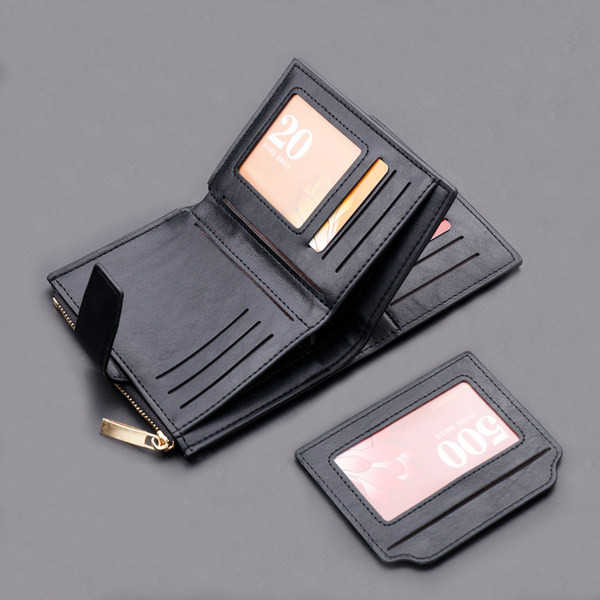 Öko bőrből készült férfi pénztárca cipzárral és gombokkal