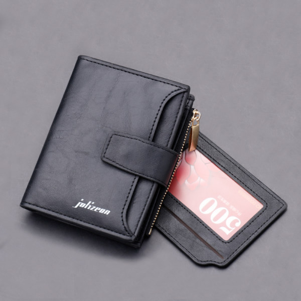 Öko bőrből készült férfi pénztárca cipzárral és gombokkal