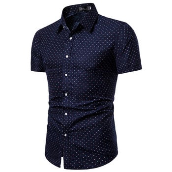 M-5XL Dot-Print Business Casual πουκάμισα για καλοκαιρινά κοντομάνικα κανονικά μεγάλα μεγέθη Ανδρικά ρούχα Μπλούζες με κουμπιά γραφείου