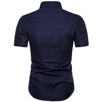 M-5XL Dot-Print Business Casual πουκάμισα για καλοκαιρινά κοντομάνικα κανονικά μεγάλα μεγέθη Ανδρικά ρούχα Μπλούζες με κουμπιά γραφείου