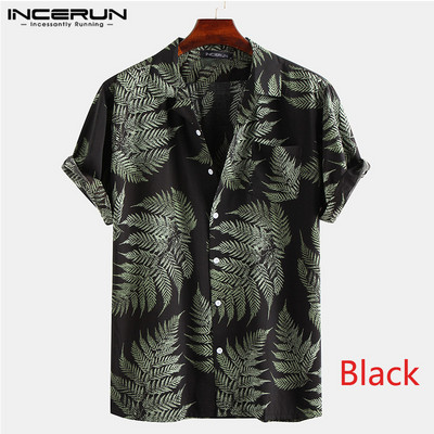 Suvised Hawaii punased särgid Troopilised särgid Lillelised meeste topid vabaaja särk lühikeste varrukatega puuvillane nööp Chemise Loose Vacation Beach