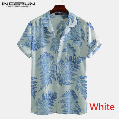 Suvised Hawaii punased särgid Troopilised särgid Lillelised meeste topid vabaaja särk lühikeste varrukatega puuvillane nööp Chemise Loose Vacation Beach