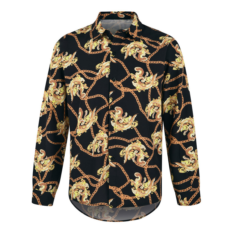 Karštas išpardavimas, 2021 m. Europos amerikiečių vyriški drabužiai Laisvalaikio mados marginti marškinėliai su viena eilute kardiganu ilgomis rankovėmis, vyriški