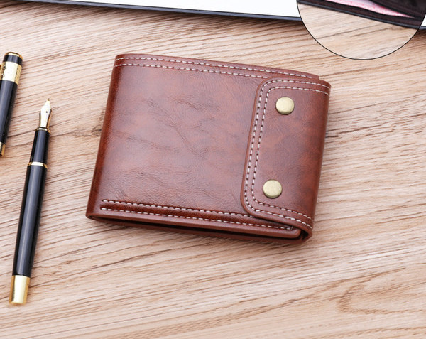 Férfi pénztárca gombbal és cipzárral