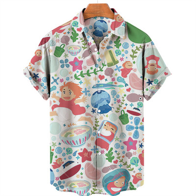 Férfi ingek Hayao Miyazaki Comics My Neighbor Totoro Faceless férfi ingek Rövid ujjú uniszex divatos felső Anime póló férfi