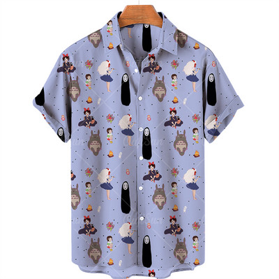 Férfi ingek Hayao Miyazaki Comics My Neighbor Totoro Faceless férfi ingek Rövid ujjú uniszex divatos felső Anime póló férfi