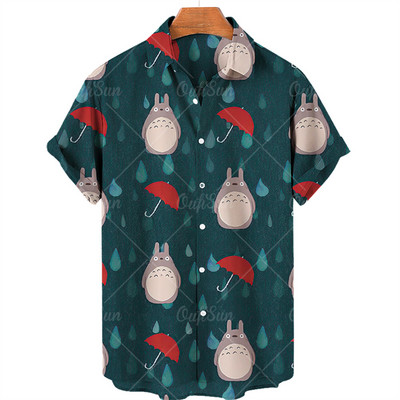 Férfi ingek Hayao Miyazaki Comics My Neighbor Totoro Faceless férfi ingek Rövid ujjú uniszex divatos felső Anime póló férfi