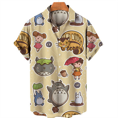 Férfi ingek Hayao Miyazaki Comics My Neighbor Totoro Faceless férfi ingek Rövid ujjú uniszex divatos felső Anime póló férfi