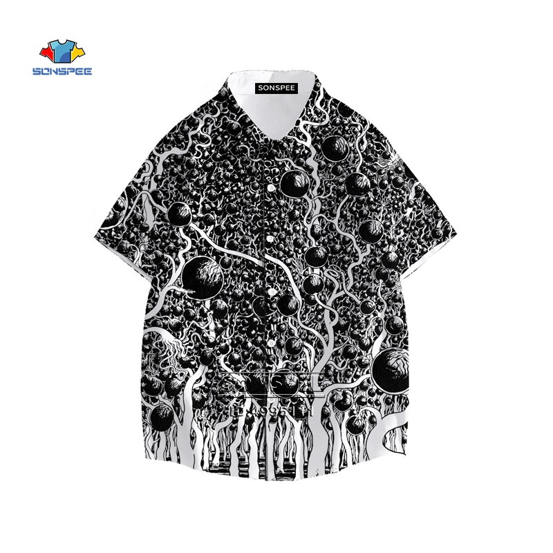 Jaapani õudusfilm Manga Junji Ito särk 3D prinditud Tomie tüdruku Hawaii särk Suvine vabaaja rannasärgid Lühikeste varrukatega Suured topid